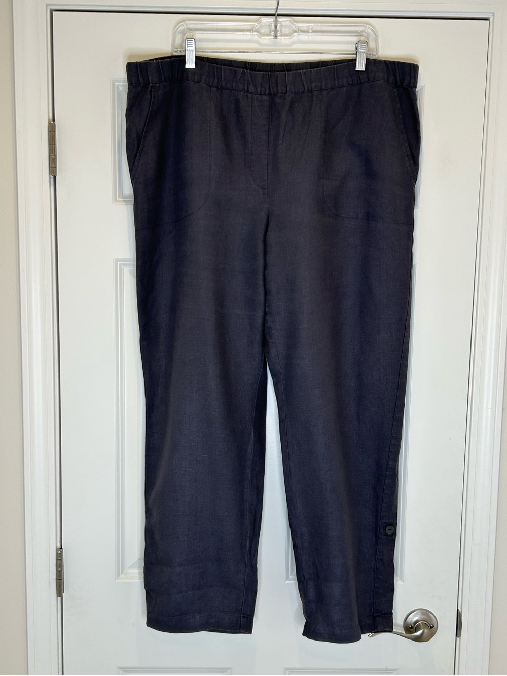 Pure Jill by J Jill Charcoal Grey Pull-On Linen Pants Size XL